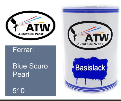 Ferrari, Blue Scuro Pearl, 510: 500ml Lackdose, von ATW Autoteile West.